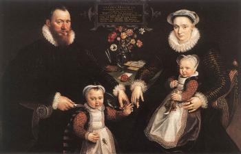 馬爾滕 德 沃斯 Portrait of Antonius Anselmus, His Wife and Their Children